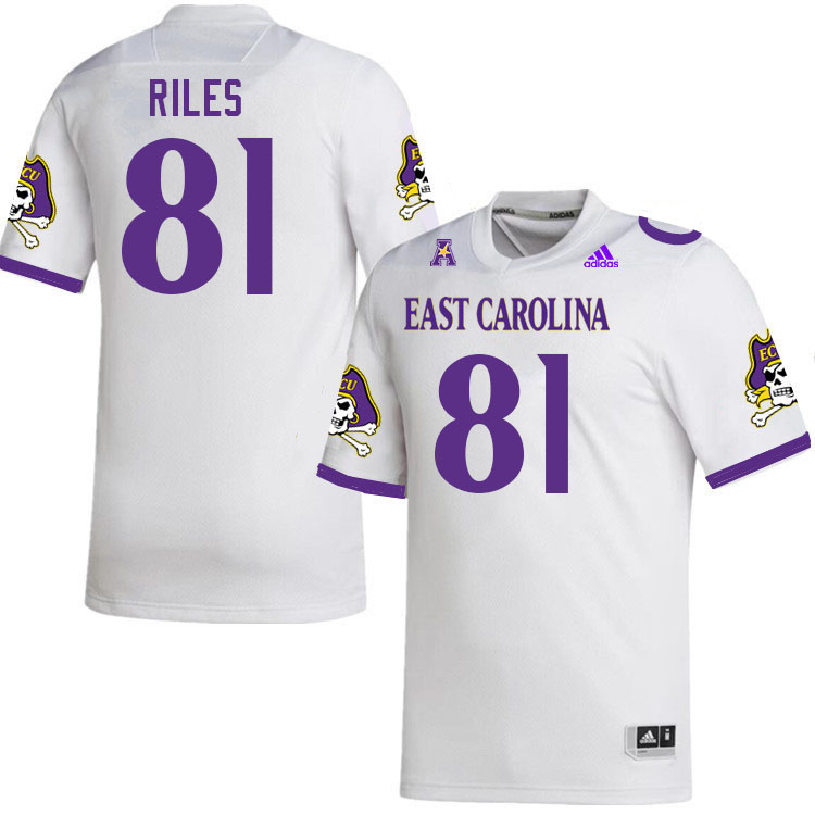 Men #81 Desirrio Riles ECU Pirates College Football Jerseys Stitched Sale-White
